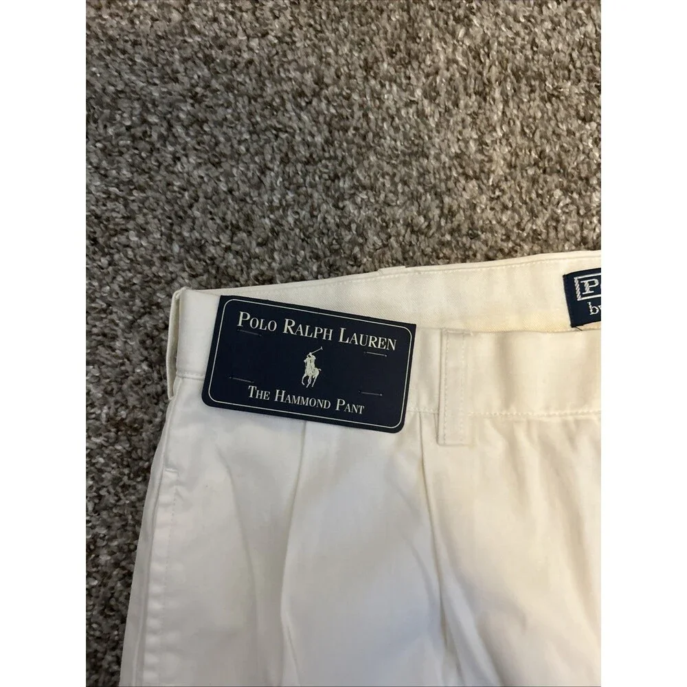Vintage Polo Ralph Lauren Hammond Pleated Pants 34x32 White Straight Leg NWT 90s